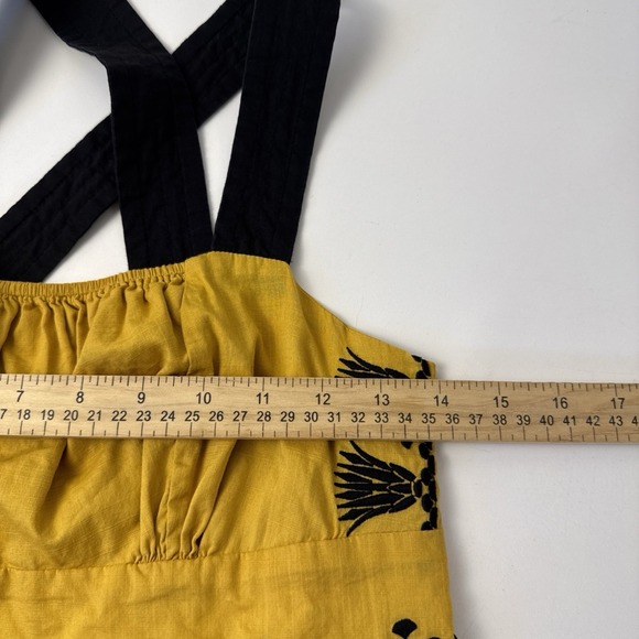 Floreat ANTHROPOLOGIE Sundress Size 2 Yellow Sleeveless Black‎ Embroidery Boho - Picture 9 of 12